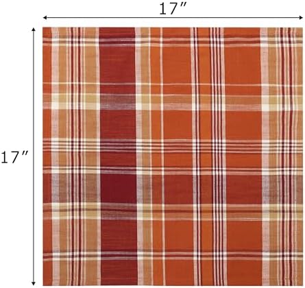 COTTON CRAFT Harvest Plaid Cloth Napkin - 12 Pack 100% Cotton Dinner Napkin