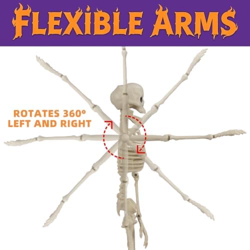 5 PCS Skeletons for Halloween Decor, 15.7" Poseable Mini Skeleton Party