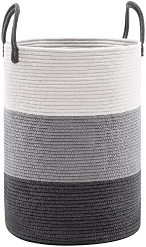 YOUDENOVA Cotton Rope Laundry Hamper Basket, 58L Blanket Basket for Nursery