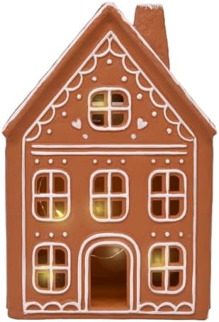 Mark Feldstein Iced Gingerbread Houses LED Figurines, Set of 2, 9 in