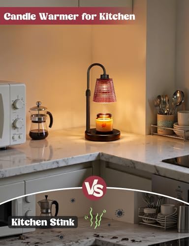 Pomegranate Red Candle Warmer Lamp with Timer, Dimmable Candle Warmer for Home Decor, Height Adjustable Candle Lamp for