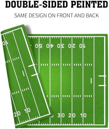 Football Placemats Set of 6 18x12 Inch Football Field Sport Themed Linen Place Mats Heat-Resistant Washable Wipeable Green Table Mat for Party Kitchen Dining Room Dinner Table Decor
