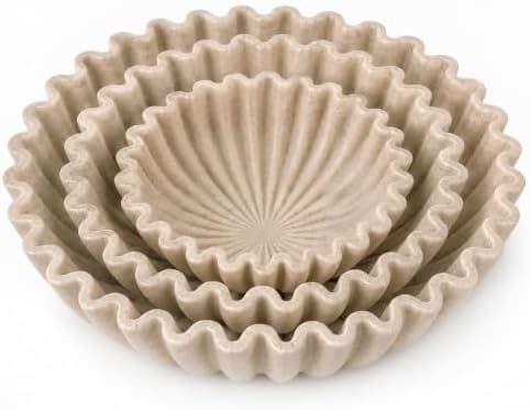 YMXYJM Decorative Bowl Set of 3, Fluted Resin Bowls for Home Decor, Beige