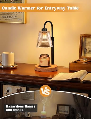 Innqoo Rustic Candle Warmer Lamp with Timer, Dimmable Candle Warmer for Jar Candles, Height Adjustable Wax Melts