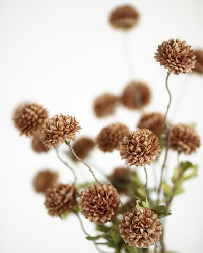 6pcs Artificial Flowers Faux Silk Pompon Mum,Small Mini Chrysanthemum Ball