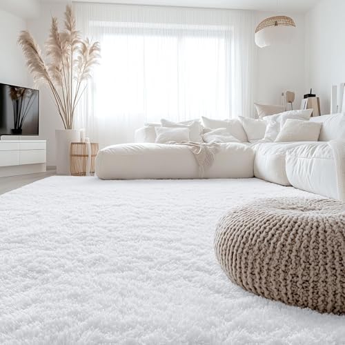 OLANLY 7x8 Machine Washable Large Area Rugs for Living Room, Bedroom, Soft Fluffy Shaggy Bedside Rug, Indoor Floor