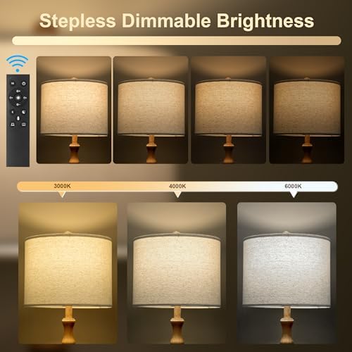 BOBOMOMO 62" Rustic Farmhouse Floor Lamp with Remote & Dimmable 9W Bulb, 3 Color Temperatures Resin Standing Lamp