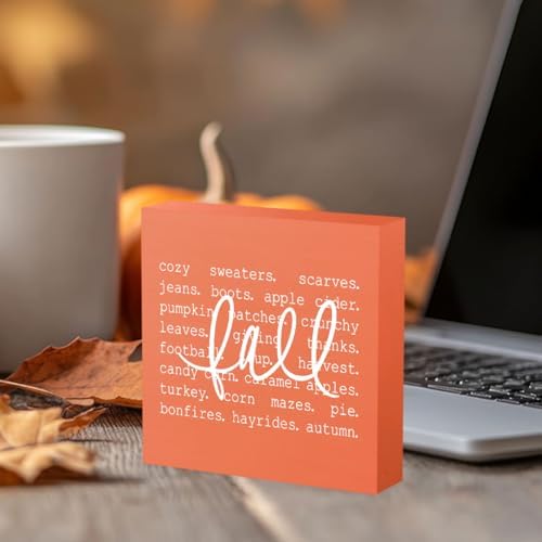 Fall Decor, Fall Decorations for Home Office, Fall Sign, Autumn Pumpkin Sweaters Decorations, Fall Themed Sign, Autumn Desk Shelf Decor 5 X 5 Inch