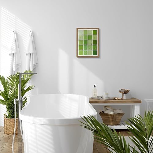 Framed Modern Green Wall Art, Minimalist Summer Swimming Pool Canvas Wall Decor Painting, Mid Century Stripe Artwork