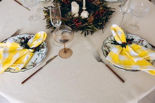 Yellow Cloth Napkins - Reusable Yellow Cotton Napkins - 100% Cotton, 12-Pack, 20"x20", Washable Checkered Plaid Table Napkins for Everyday Use and Parties, Weddings and Baby Showers (12 Pack)