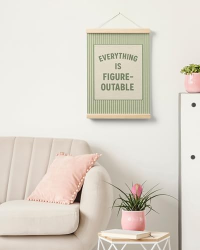 FGFK Everything Is Figureoutable Positive Affirmations Wall Art Poster Hanger Frame, Preppy Sage Green Inspirational