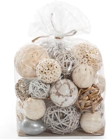 ANDALUCA Large Decorative Vase Filler Bag with Orbs, Balls (Golden Silver)