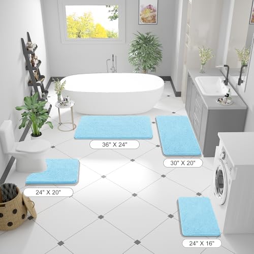 OLANLY Bathroom Runner Rugs 70x24, Extra Soft Absorbent Chenille Bath Rugs