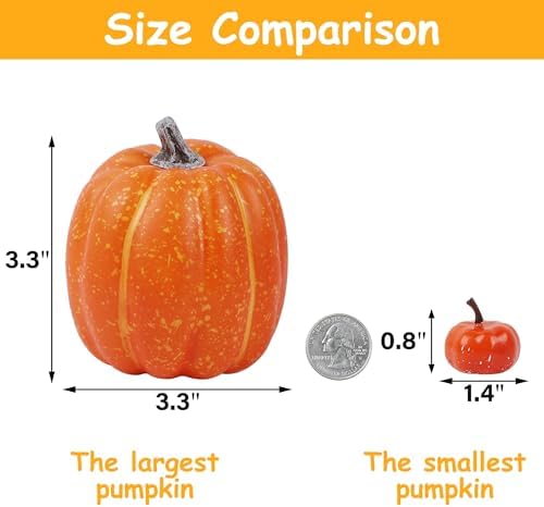 winemana 46 Pcs Artificial Pumpkins Fall Decorations, Orange