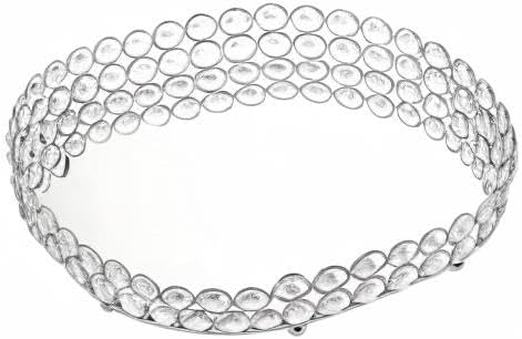 Crystal Vanity Tray Mirrored Dresser Perfume Trays for Makeup Tray / 11.8 x 8.7 x 2.3 / Silver