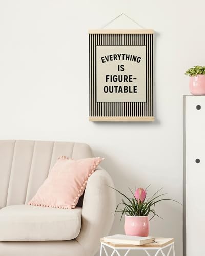 FGFK Everything Is Figureoutable Positive Affirmations Wall Art Poster Hanger Frame, Retro Black Inspirational Canvas