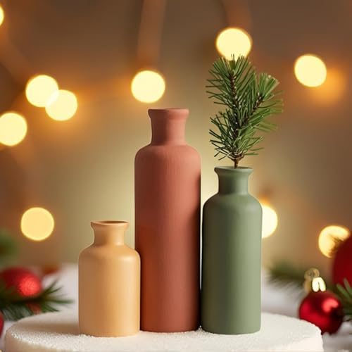Modern Ceramic Vase / Green Mix / Set of 3