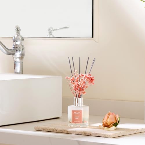 Airkeep Reed Diffuser Set,3.38 fl oz (100 ml) - English Rose Oil Diffusers with 8 Reed Sticks, Home Fragrance Reed