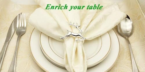 Napkin Rings Set of 8 Silver Set of 8 Napkin Rings Christmas, Holidays, Thanksgiving Deer -o