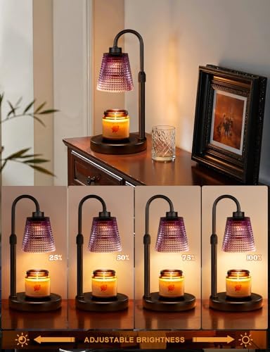 Innqoo Purple Candle Warmer Lamp with Timer, Dimmable Candle Warmer for Home Decor, Height Adjustable Candle Lamp for