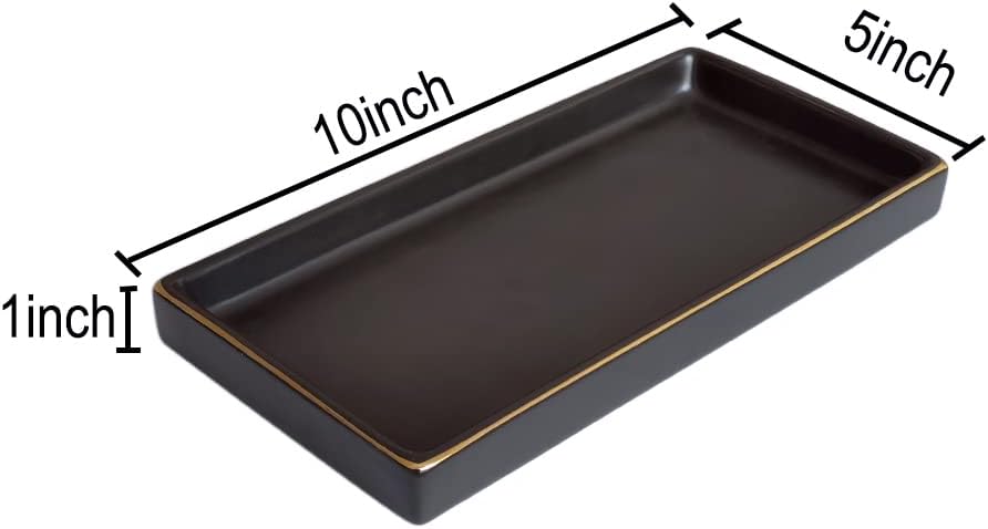 Ceramic Bathroom Tray for Countertop / Black / 10 x 5