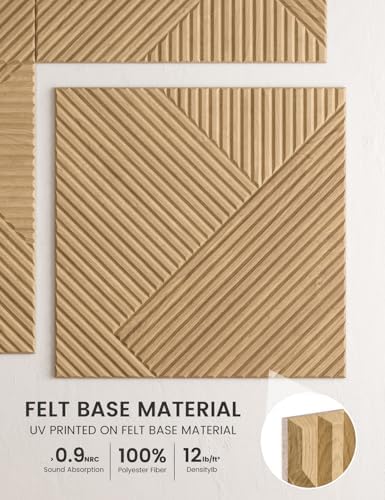 Fluxynara 6-Pack Felt Bulletin Board,Natural Oak Diamond Chevron-1