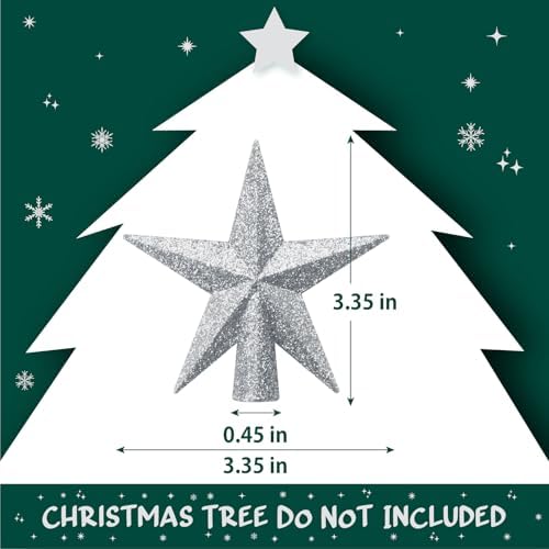 SUNEZLGO Mini Christmas Tree Topper, 3.35 Inch Small Star Treetop, Small Christmas Tree Top, Mini Christmas Tree Ornaments, Ornaments for Tree, Tree Star for Xmas Holiday Party Home Decoration