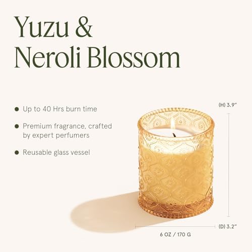 LA JOLIE MUSE Yuzu Neroli Scented Candles for Home, Natural Soy Wax 40 Hrs