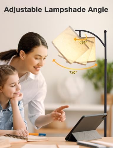 Ambimall 60" Modern Floor Lamp with Beige Shade, 9W LED Bulb