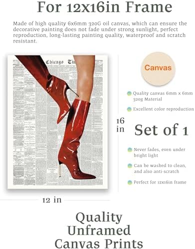 EcoHest 12x16 in Red Boots Newspaper Canvas Art