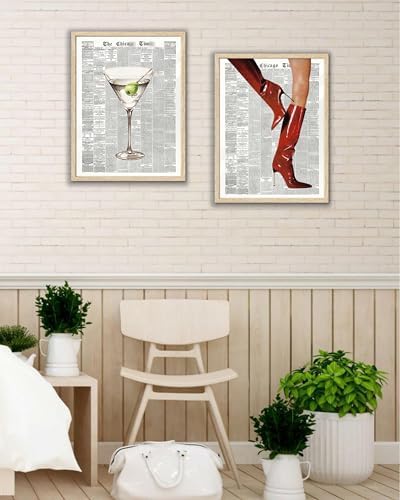 EcoHest 12x16 in Red Boots Newspaper Canvas Art