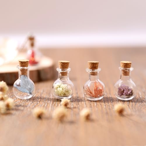 Magic Season Tiny Decorative Glass Bottles 12 Pcs (Tiny Flat-Bottomed Potion Bottles)