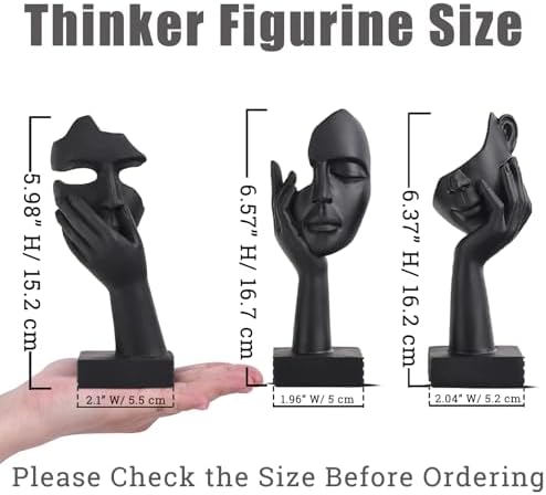 Thinker Small Statue Set / Black / Set of 6