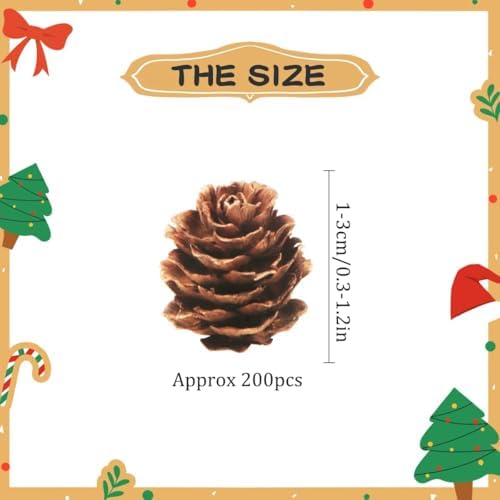 200PCS Christmas Natural Pine Cones Mini Fall Decorations Pinecones Ornaments Bulk Small Pine Cones for DIY Crafts Thanksgiving Fall Winter Christmas Wedding Decor Vase Filler Decor