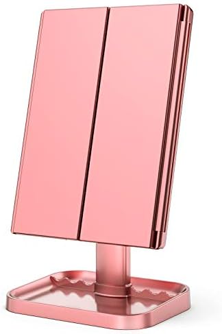 HUONUL 2X/3X/10X Magnifying Vanity Mirror with Light, Trifold Makeup Mirror