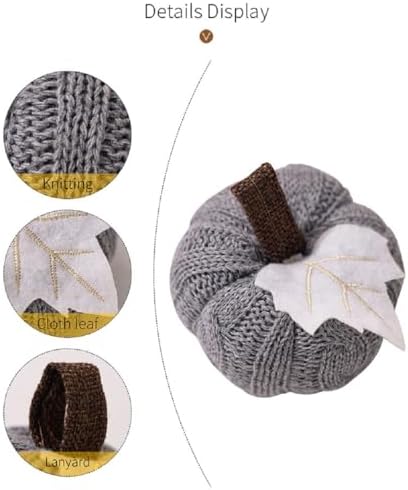 Knitted Fall Decor Pumpkins, Set of 3 Mini Rustic Tabletop Fall Ornaments