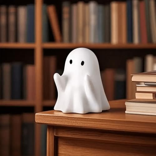Halloween Ghost Figurine Cute Halloween Desktop Tray Decorations Desk Funny Spooky Resin Statue for Holiday Living Room Office Centerpiece Tabletop Sculpture Decorations