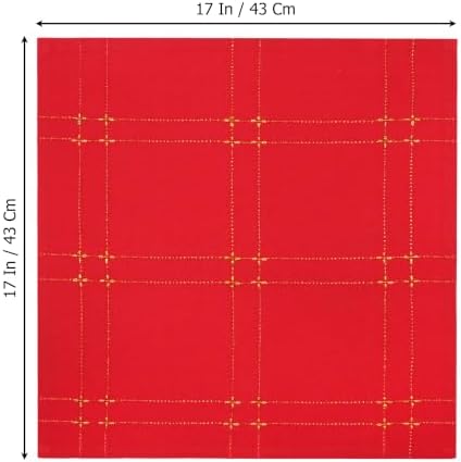 COTTON CRAFT Christmas Cloth Napkins - Set of 12 Red Gold Dinner Napkins