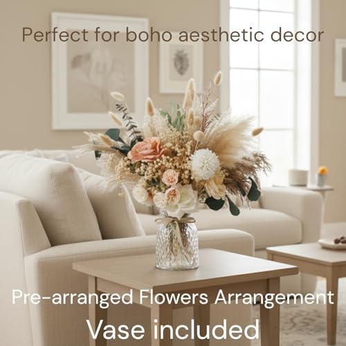 Luxury Floral Arrangement with Vase - Pampas Grass & Artificial Flowers