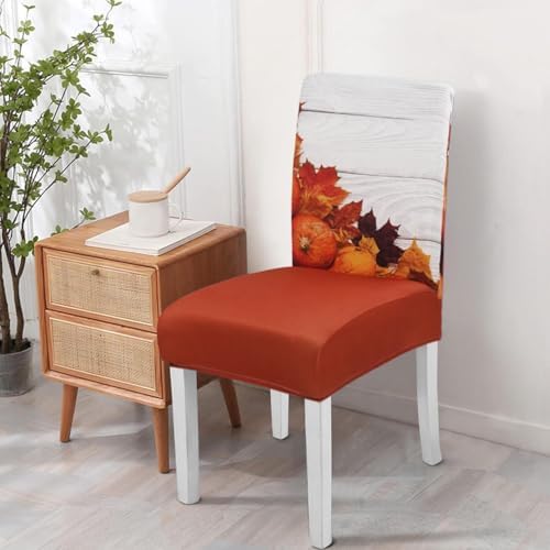 Fall Chair Covers Set of 4,Thanksgiving Parsons Autumn Leaves Dining Chair Protectors,Elastic Removable Washable Dining Chair Covers,Fall Decor for Home