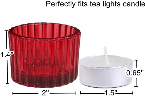 VOHO Red Candle Holders for Table Centerpiece, Set of 12 Tea Light Holder