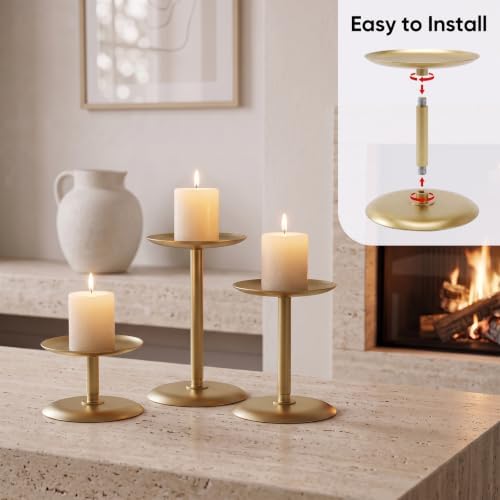 Homemory Fall Halloween Table Decor, Gold Metal Candle Holders Set of 3