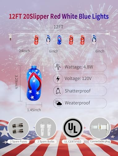 20-Light Patriotic Flip Flop String Lights