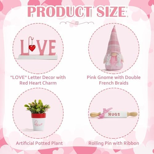 Pink Valentine's Day Decorations 8 PCS Tiered Tray Decor Set for Home