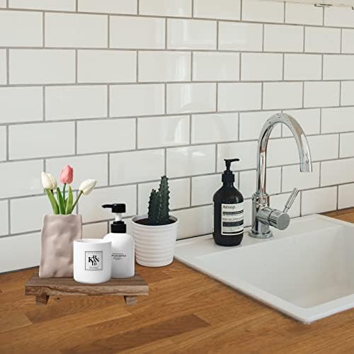 Wood Bathroom Tray Farmhouse Decor Kitchen Soap Holder, 9"x6" Brown