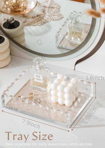 Scalloped Acrylic Tray / Rectangle:7.9*5.9*1.8inch / Clear