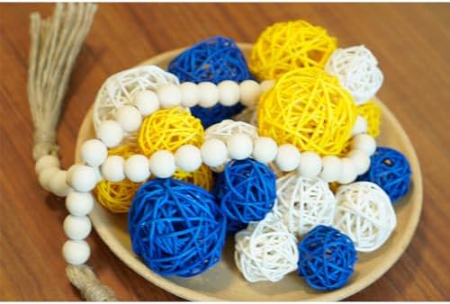 Qingbei Rina 20 PCS Decorative Balls for Bowls, Yellow Blue White