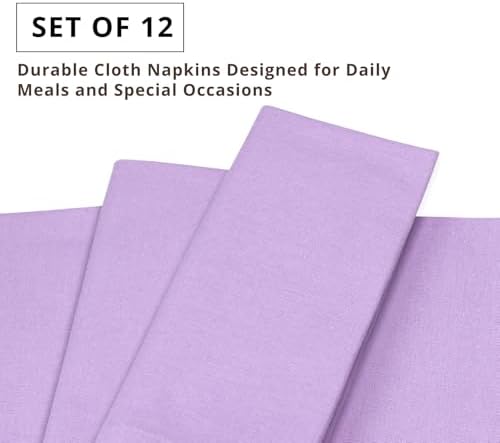 PurpleEssences Cloth Dinner Napkins 18x18 in Set of 12 - Lavender