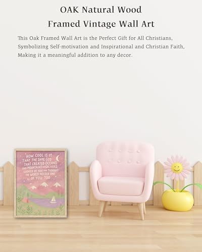 KensTro 12x16in Same God Creation Inspirational Christian Kids Wall Art,Natural OAK Wood Frame with Mountain Canvas