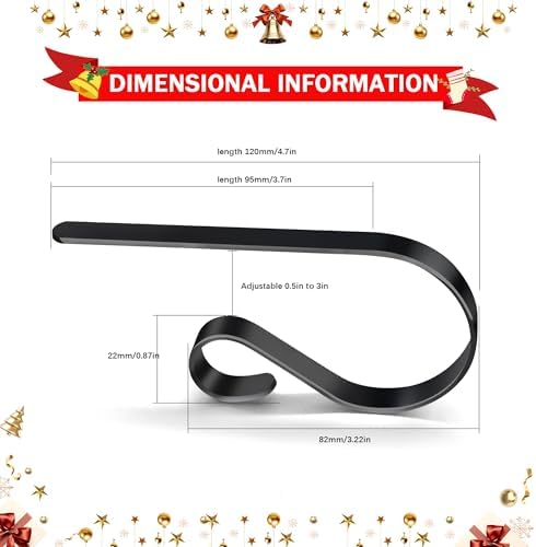 TAROSE Stocking Holders for Mantle, Christmas Stocking Holder Set of 4, Mantle Stocking Hanger Fireplace Hooks for Christmas Party Decoration Supplies(Black)